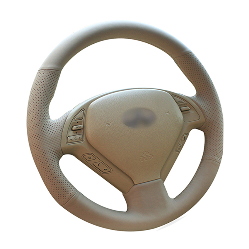 Loncky Auto Custom Fit OEM Beige Genuine Car Steering Wheel Cover for